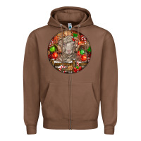 Chestnut Christmas Merino Wool Sheep Zipper Hoodie - LillyAllenDesigns