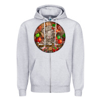 Heather Grey Christmas Merino Wool Sheep Zipper Hoodie - LillyAllenDesigns
