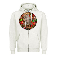 Oatmeal Heather Christmas Merino Wool Sheep Zipper Hoodie - LillyAllenDesigns