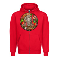 Red Christmas Merino Wool Sheep Zipper Hoodie - LillyAllenDesigns