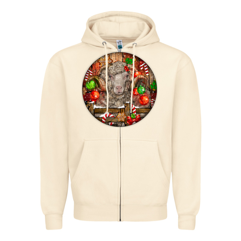 Christmas Merino Wool Sheep Zipper Hoodie by LillyAllenDesigns | Teevron