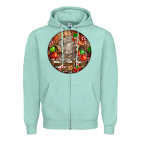 Seafoam Christmas Merino Wool Sheep Zipper Hoodie - LillyAllenDesigns