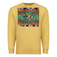Antique Gold bull skull texas map sunflower leopard cowhide Premium Sweatshirt - Artiststas