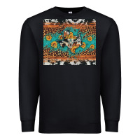 Black bull skull texas map sunflower leopard cowhide Premium Sweatshirt - Artiststas