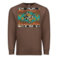 Chestnut bull skull texas map sunflower leopard cowhide Premium Sweatshirt - Artiststas
