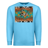 Ocean Blue bull skull texas map sunflower leopard cowhide Premium Sweatshirt - Artiststas