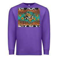 Purple bull skull texas map sunflower leopard cowhide Premium Sweatshirt - Artiststas