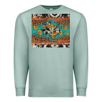 Seafoam bull skull texas map sunflower leopard cowhide Premium Sweatshirt - Artiststas