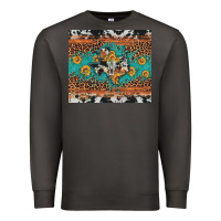 Smoke bull skull texas map sunflower leopard cowhide Premium Sweatshirt - Artiststas