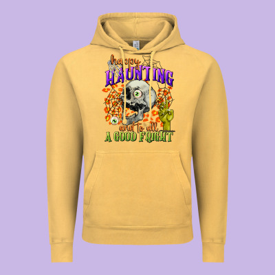 Happy Haunting And To All A Good Fright Vintage Hoodie Designed By Cowgirlartshop
