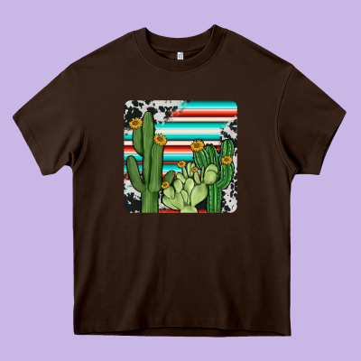 Cactus Cowhide Coaster Heavy Core Tee Designed By Jahusdesignshop