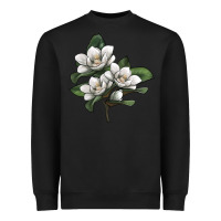 Black Magnolia Flower Illustration Heavyweight Sweatshirt - LillyAllenDesigns