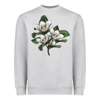 Heather Grey Magnolia Flower Illustration Heavyweight Sweatshirt - LillyAllenDesigns