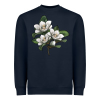 Navy Magnolia Flower Illustration Heavyweight Sweatshirt - LillyAllenDesigns