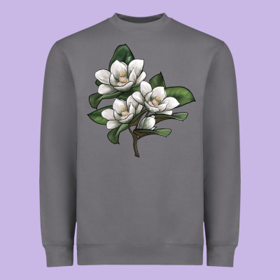 Magnolia Flower Illustration Heavyweight Sweatshirt Designed By Lillyallendesigns