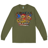 Army Green American babe 4th of july Long Sleeve Tee - CowGirlArtShop