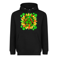 Black sunflower with st patricks smiley face and shamrock with glitter Heavyweight Hoodie - Artiststas