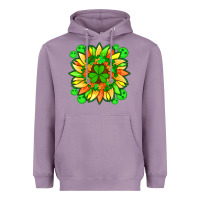 Lavender sunflower with st patricks smiley face and shamrock with glitter Heavyweight Hoodie - Artiststas