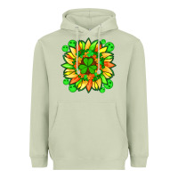 Matcha sunflower with st patricks smiley face and shamrock with glitter Heavyweight Hoodie - Artiststas