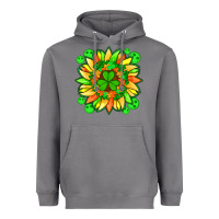 Storm sunflower with st patricks smiley face and shamrock with glitter Heavyweight Hoodie - Artiststas