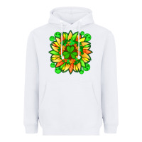 White sunflower with st patricks smiley face and shamrock with glitter Heavyweight Hoodie - Artiststas
