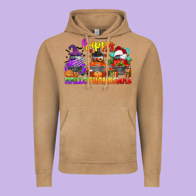 Happy Hallothanksmas Truck Vintage Hoodie Designed By Cowgirlartshop