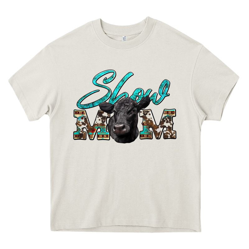 Show Mom Aztec Cowhide Black Angus Heavy Core Tee by Artiststas | Teevron
