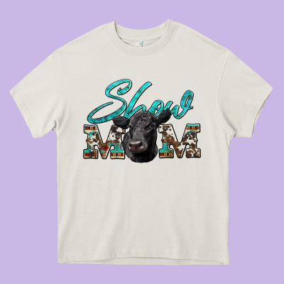 Show Mom Aztec Cowhide Black Angus Heavy Core Tee Designed By Artiststas