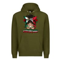 Army Green mexicana messy bun mama Premium Hoodie - BundleAndBundleShop