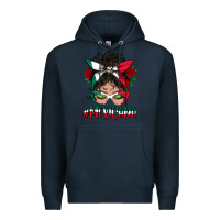 Navy mexicana messy bun mama Premium Hoodie - BundleAndBundleShop