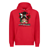 Red mexicana messy bun mama Premium Hoodie - BundleAndBundleShop