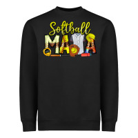Black Softball Mama Heavyweight Sweatshirt - CowhideDigitalArt