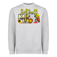 Heather Grey Softball Mama Heavyweight Sweatshirt - CowhideDigitalArt