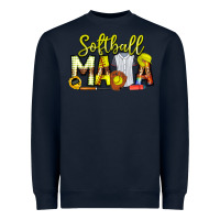 Navy Softball Mama Heavyweight Sweatshirt - CowhideDigitalArt