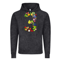 Vintage Black Number 3 Fruit 3rd birthday party fruit themed gift Idea Vintage Hoodie - minhPixels
