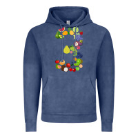 Vintage Denim Number 3 Fruit 3rd birthday party fruit themed gift Idea Vintage Hoodie - minhPixels