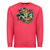 Cardinal bull skull leopard cowhide sunflower texas map Premium Sweatshirt - Artiststas