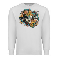 Dove Grey bull skull leopard cowhide sunflower texas map Premium Sweatshirt - Artiststas