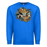 True Royal bull skull leopard cowhide sunflower texas map Premium Sweatshirt - Artiststas