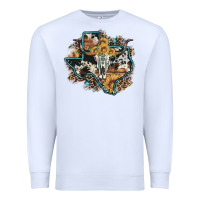 White bull skull leopard cowhide sunflower texas map Premium Sweatshirt - Artiststas