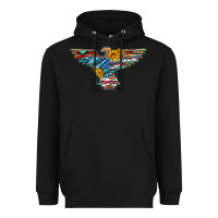 Black thunderbird with usa flag and sunflowers Heavyweight Hoodie - Artiststas