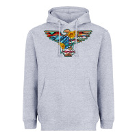 Heather Grey thunderbird with usa flag and sunflowers Heavyweight Hoodie - Artiststas