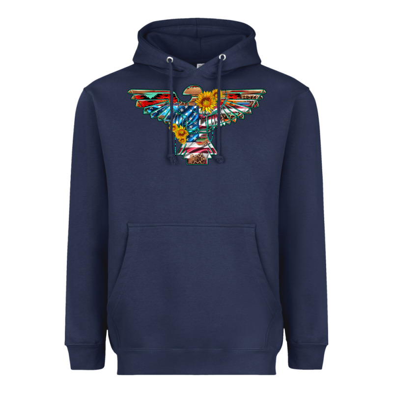 Thunderbird With Usa Flag And Sunflowers Heavyweight Hoodie by Artiststas | Teevron