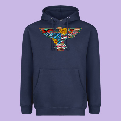 Thunderbird With Usa Flag And Sunflowers Heavyweight Hoodie Designed By Artiststas