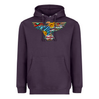Plum thunderbird with usa flag and sunflowers Heavyweight Hoodie - Artiststas