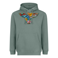 Sage thunderbird with usa flag and sunflowers Heavyweight Hoodie - Artiststas