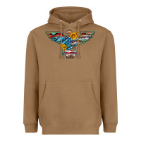 Toasted Coconut thunderbird with usa flag and sunflowers Heavyweight Hoodie - Artiststas
