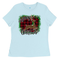 Baby Blue Merry Christmas Deer Ladies Tee - Bettercallsaul