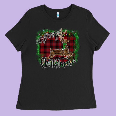 Merry Christmas Deer Ladies Tee Designed By Bettercallsaul
