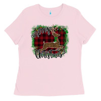 Bubblegum Pink Merry Christmas Deer Ladies Tee - Bettercallsaul
